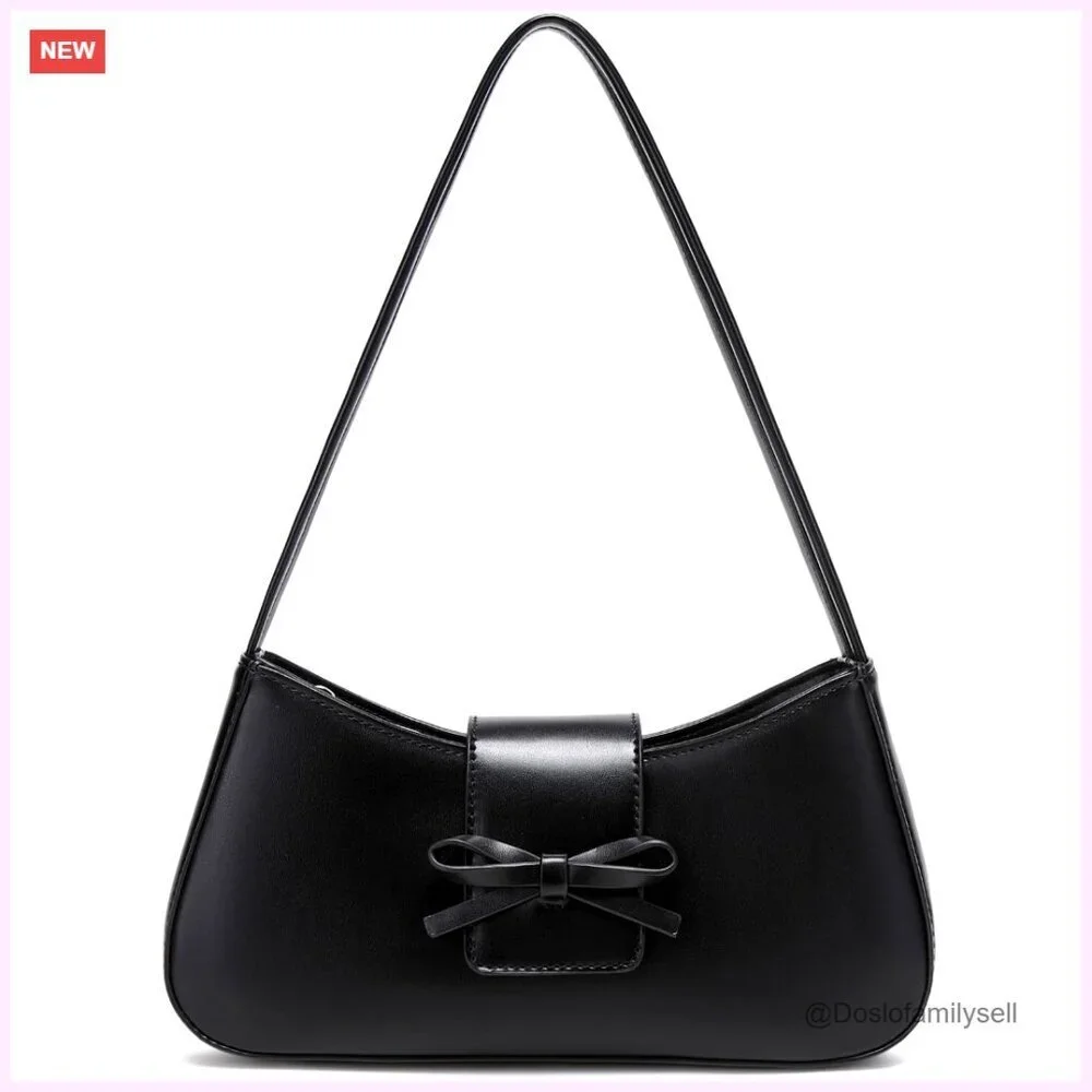Small Hobo Shoulder Bag with Bow, Lightweight Crossbody Purse for Women